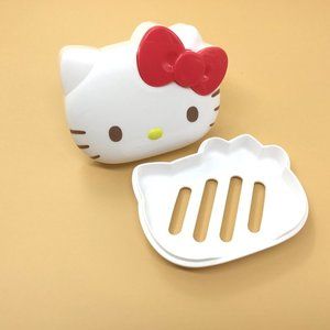 Sanrio Hello Kitty Soap Dish Travel White with Red Bow NWT